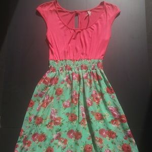 Half Pink Half Mint Green Floral Dress